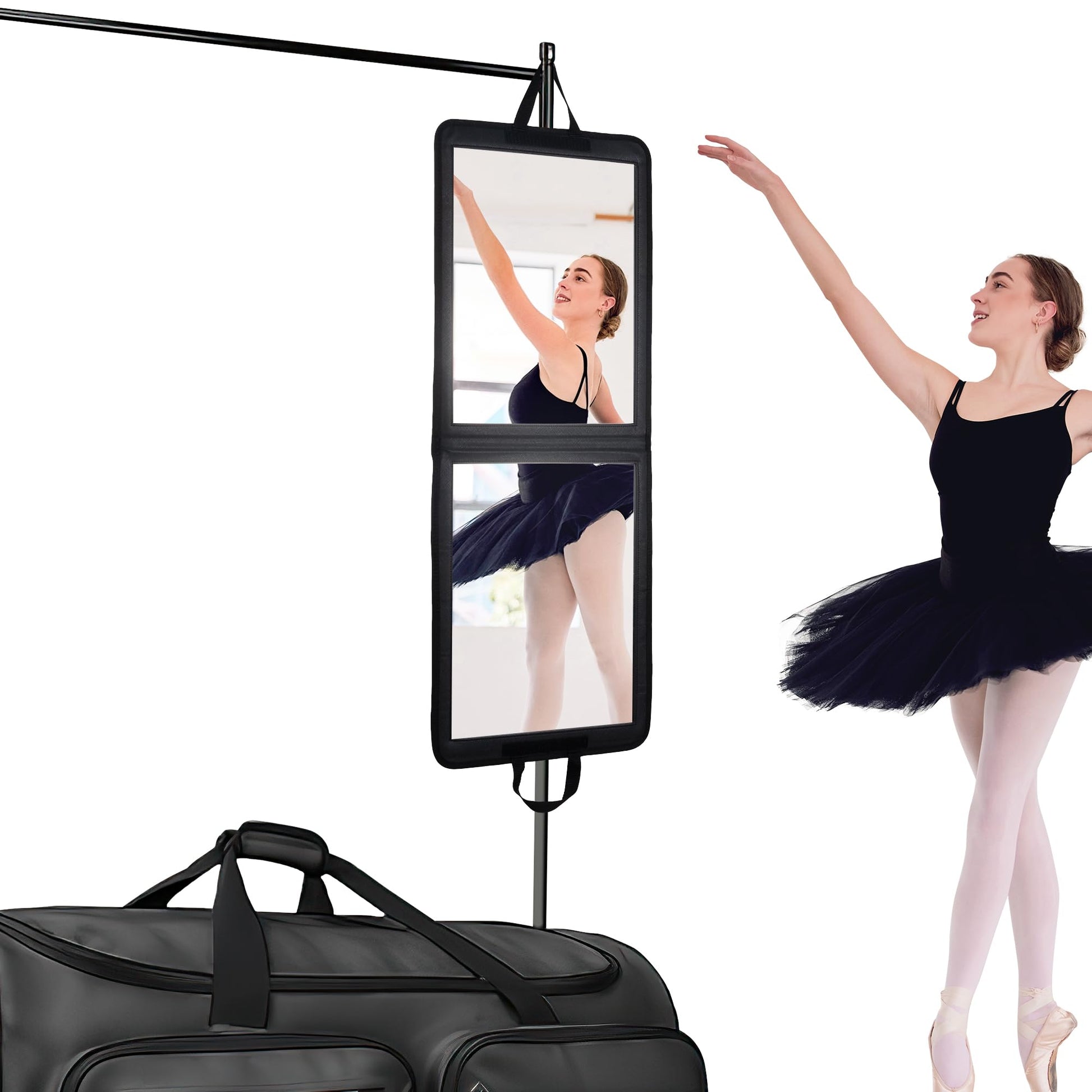 LPHUMEX Foldable Portable Full Length Mirror for Camping, Travel, Dancers, 32x13 Inch, Black