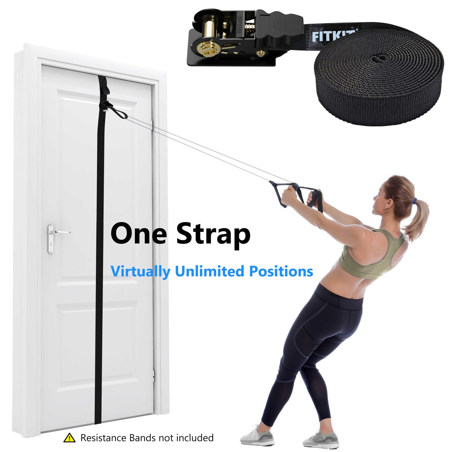 FITKIT Sliding Door Anchor for Resistance Bands, Adjustable Height