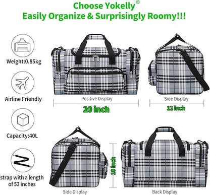 20 inch Sports Duffel Bag - for Travel Gym - Grey/White