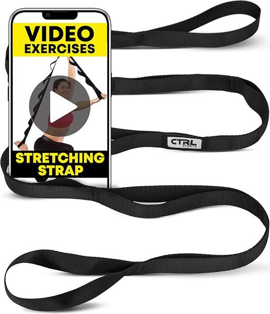 Stretching Strap Non Elastic Yoga Strap with Loops - Stretching Band for Physical Therapy, Stretch Bands for Exercise and Flexibility - Stretch Strap with 10 Loops, Hamstring & Leg Stretcher by CTRL Sports