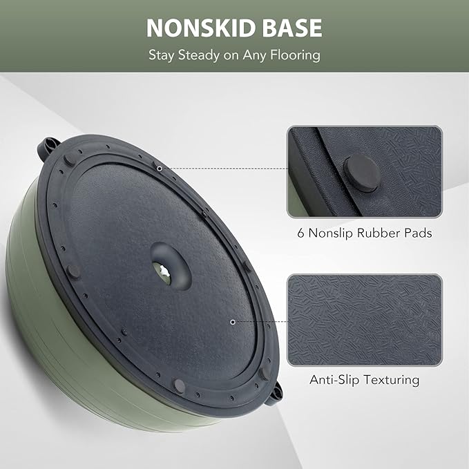 ZELUS Balance Ball Trainer with Resistance Bands and Foot Pump, Inflatable Yoga Ball for Home Gym Workouts, 23 Inch Exercise Half Ball for Balance Training Core Strength Fitness More, 330lb Cap