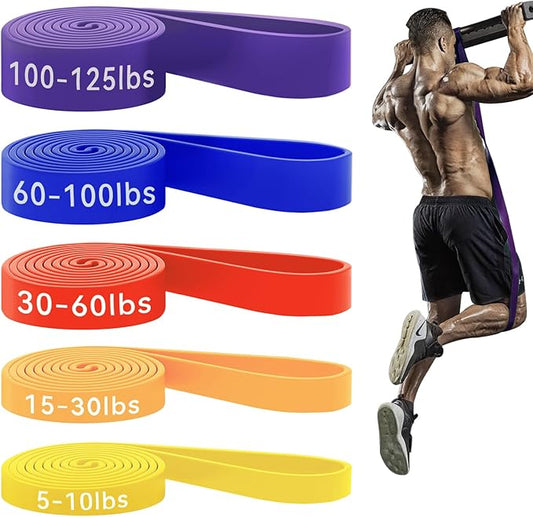 HAPBEAR Pull Up Assistance Bands Set of 5 - Resistance Bands for Working Out, Stretching, Physical Therapy, Muscle Training