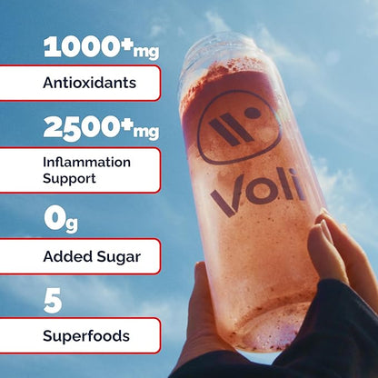 Voli Recovery - Post Workout Superfood Powder | Plant-Based Drink Mix Packets with Curcumin, Ginger & Vitamin C for Muscle Recovery & Immune Support, Inflammation & Leg Cramps Support, Vegan, 15 Count