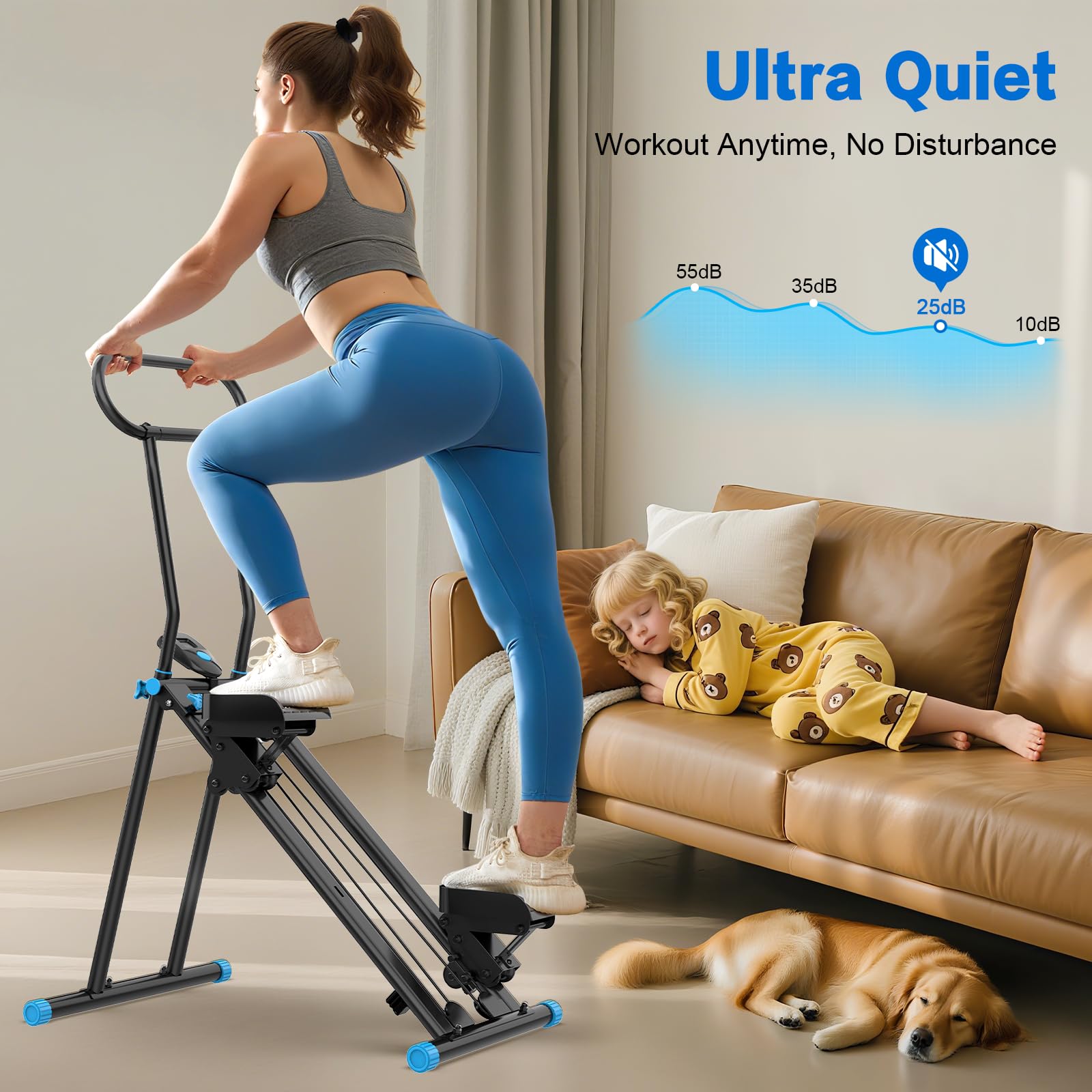 HXD-ERGO Stair Stepper for Home, 6 Adjustable Resistance Vertical Climber Cardio Exercise Machine