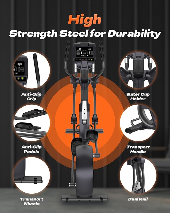 Elliptical Machine, Elliptical Exercise Machine for Home with Hyper-Quiet Magnetic Drive System, Elliptical Trainer with 32 Resistance Levels, Large LED Monitor