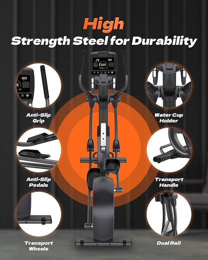 Elliptical Machine, Elliptical Exercise Machine for Home with Hyper-Quiet Magnetic Drive System, Elliptical Trainer with 32 Resistance Levels, Large LED Monitor