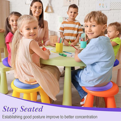 Libima 4 Pcs Wiggle Seat Inflated Wobble Cushion for Sensory Kid 13 Inches Balance Disc Flexible Seating for Classroom Sensory Pad for Chair Wiggle Cushion with Needle Pump
