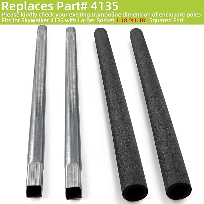 Trampoline Poles Replacement for Skywalker Or Jumpzylla,Galvanized Trampoline Enclosure Pole for Skywalker or Jumpzylla,Replace Parts#4201 4202 4135 OR for Jumpzylla 8ft 10ft&12ft 14ft