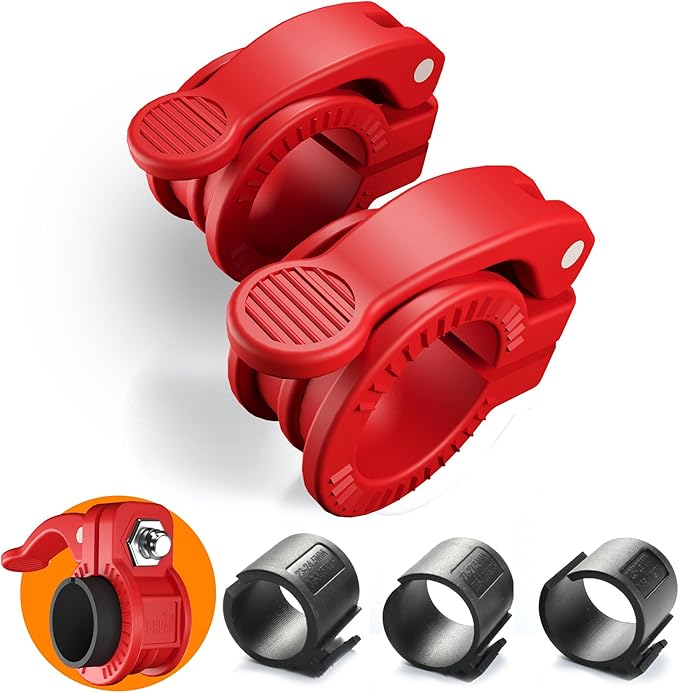 Narrow Barbell Clips 2.5cm Width for Olympic Bars, 0.9-1.18inch Adjustable Weight Clamps, Quick Release Locking Collars for Weightlifting