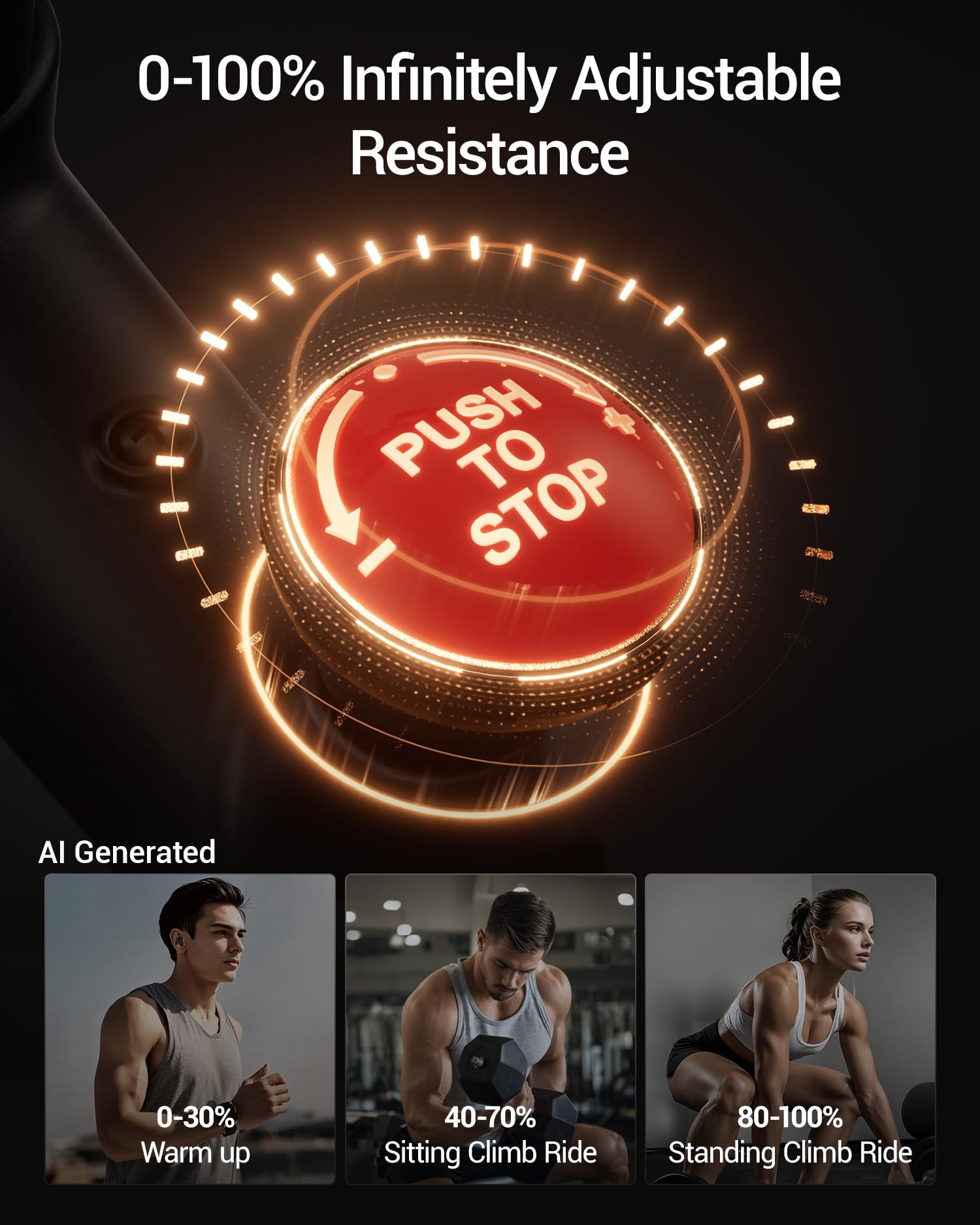 CURSOR FITNESS Exercise Bike, Brake Pad Stationary Bike for Home with Exclusive App, Stationary