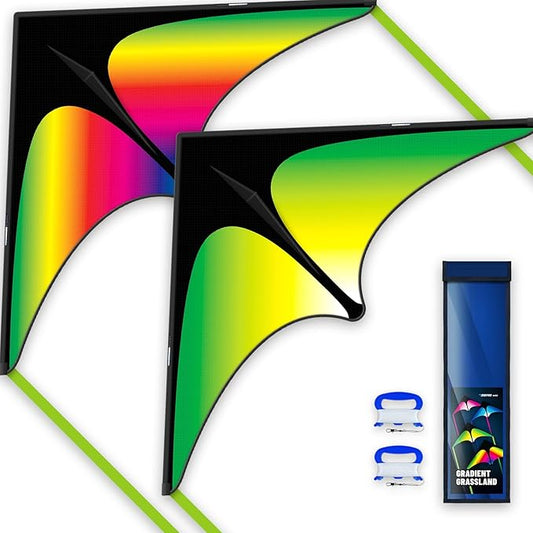 Delta Kite Two Set for Kids and Adults,Easy to Fly Outdoor Fun Kites, Perfect for Beaches and
