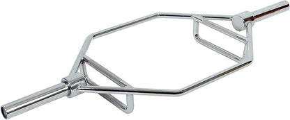 Sunny Health & Fitness Strength Training Olympic Hex Bar Barbell, High Load Capacity, Swivel Handles, Safety Clips, Knurled Handles for Deadlifts, Shoulder Presses, Shrugs, Back Rows, Weightlifting