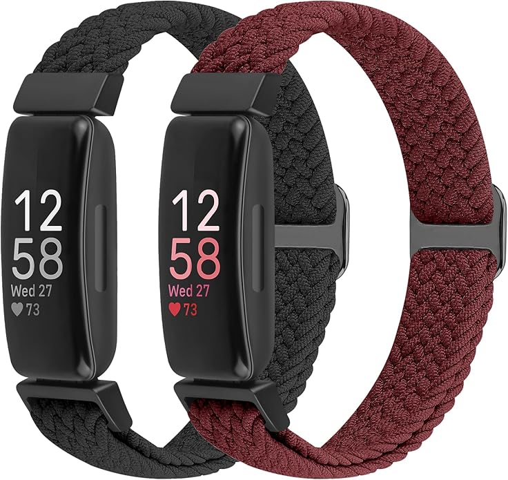 Elastic Braided Watch Band Compatible with Fitbit Inspire 3/Inspire 2/Inspire/Inspire HR/Fitbit ace 3/Ace 2, Adjustable Stretchy Strap Sport Nylon Loop Replacement Wristband for Fitbit Inspire