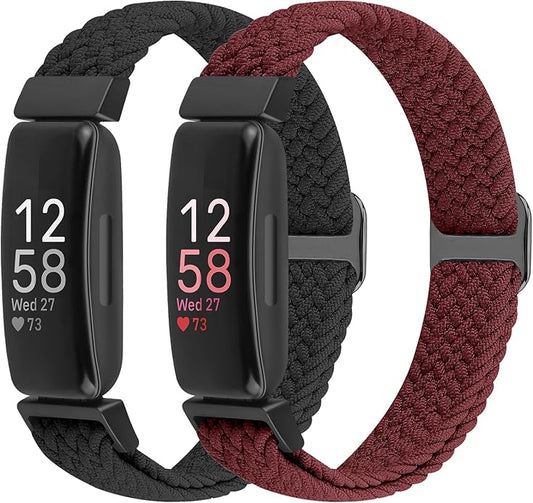 Elastic Braided Watch Band Compatible with Fitbit Inspire 3/Inspire 2/Inspire/Inspire HR/Fitbit ace 3/Ace 2, Adjustable Stretchy Strap Sport Nylon Loop Replacement Wristband for Fitbit Inspire
