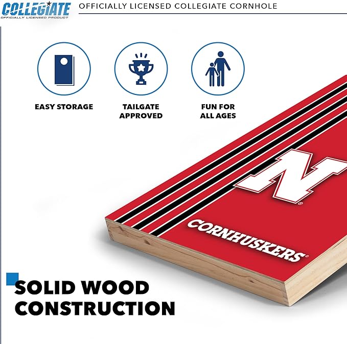 2' x 3' Solid Wood Cornhole Set with Direct Print HD Team Graphics – Great Gift for Any NCAA Fan! Bean Bag Toss Family Outdoor Games