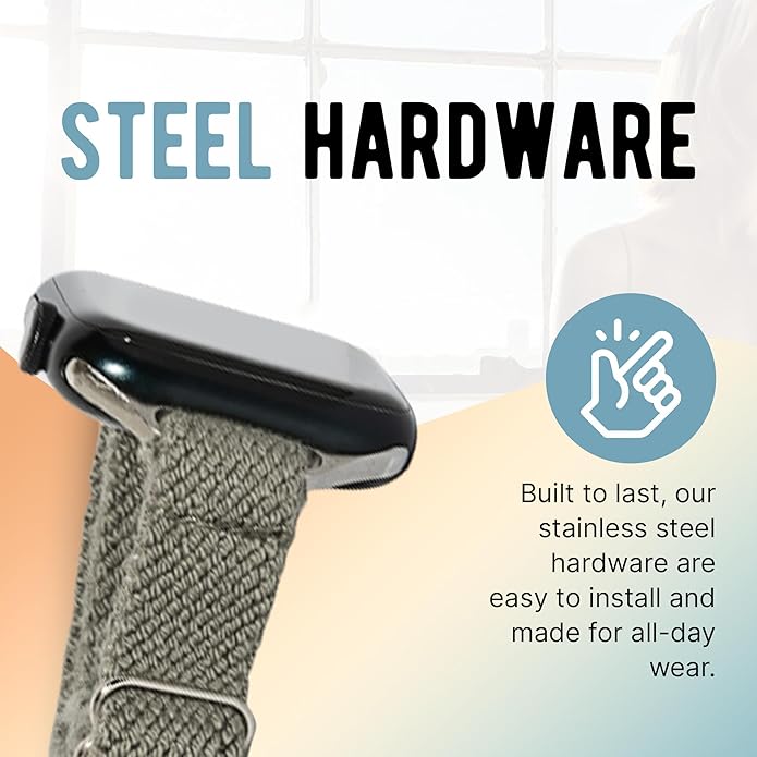 Braxley Bands - Organic Cotton Watch Bands For Women and Men, Compatible With All Apple Watch Sizes and Series - Washable, Sweat-Absorbent, Breathable Fit, Elastic Smart Watch Bands