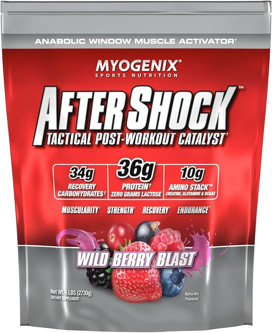 Myogenix Aftershock Post Workout ??Muscle Growth Whey Protein Powder ??Speeds Up Muscle Growth and Recovery ??Supports Joint Health and Replenishes Glycogen ??Wildberry Blast, 6 lbs