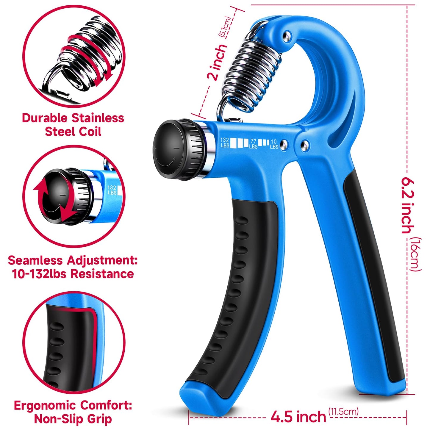 FitBeast Grip Strengthener Forearm Strengthener Hand Grips Strengthener Kit - 5 Pack Adjustable