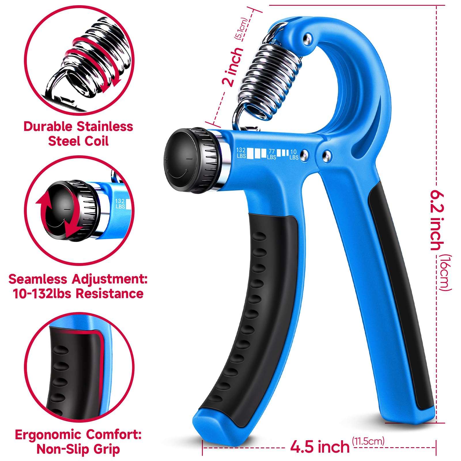 FitBeast Grip Strengthener Forearm Strengthener Hand Grips Strengthener Kit - 5 Pack Adjustable