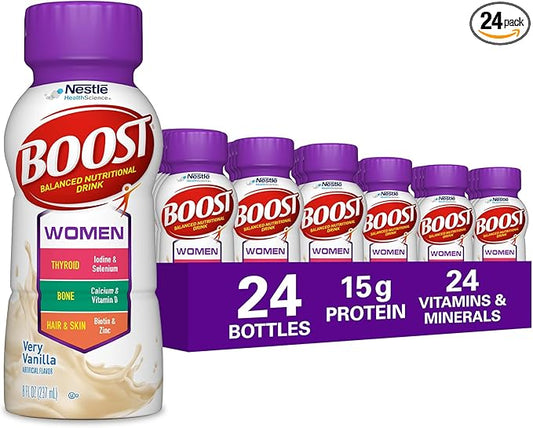 BOOST Women Balanced Nutritional Drink, Very Vanilla, 8 fl oz (Pack of 24)