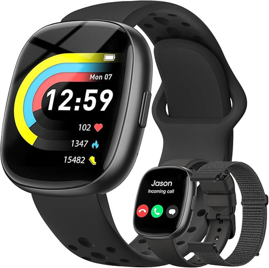 Fitness Trackers for Men Smart watch: Fitness Tracker with Blutooth Call 24/7 Heart Rate SpO2 Sleep Monitor IP68 Waterproof 120+ Sport Mode Activity Trackers Compatible iPhone Android Phones (3 Bands)
