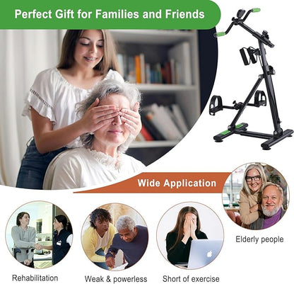 Pedal Exerciser Bike for Seniors, Hand Arm Leg and Knee Physical Therapy Peddler Exercise Equipment, Elderly Recovery Home Exercise Bike for Total Body, Upper and Lower Limb Trainer