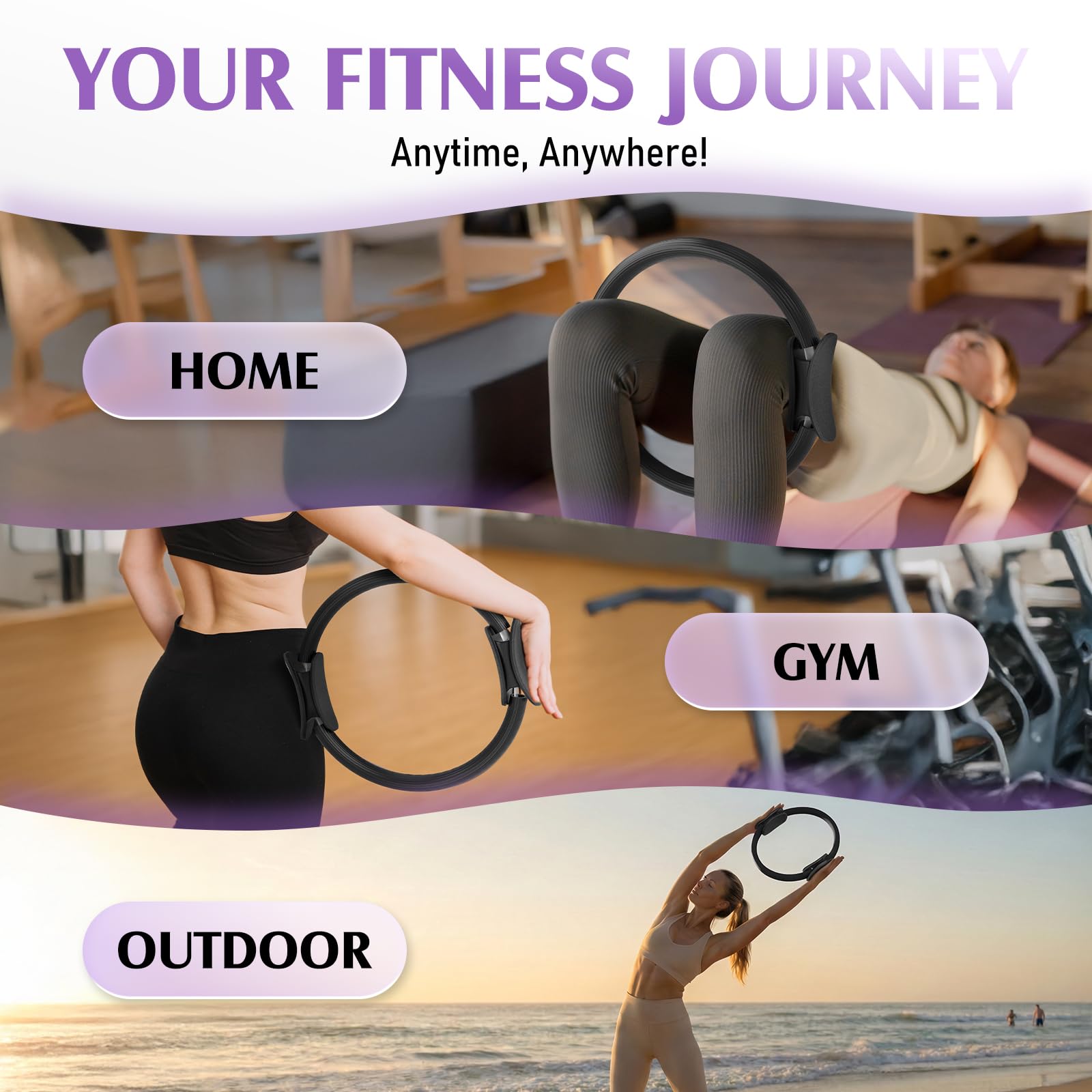 JKSHMYT Pilates Ring Fitness Circle for Women, Pilates Equipment – 14.5" Home Magic Exercise