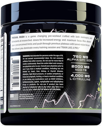 Cutler Nutrition High Stim Pre Workout Powder Prevail Rush Preworkout for Men & Women for Intense Pumps Energy and Focus with Caffeine NO3T Betaine and Dynamine | Cotton Candy Grape (20 Servings)