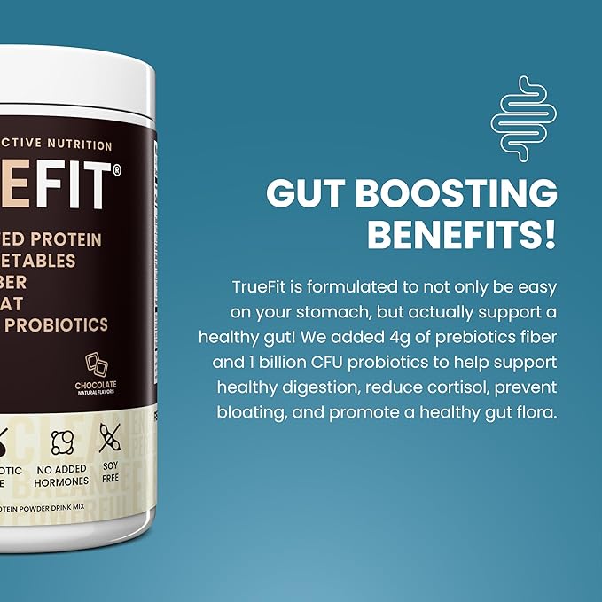 TrueFit Gut Healthy Protein Powder, Grass-Fed Whey Meal Replacement Shake with Prebiotics, Probiotics, & Organic Superfoods, Keto, Gluten Free 1.85 lbs