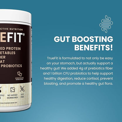 TrueFit Gut Healthy Protein Powder, Grass-Fed Whey Meal Replacement Shake with Prebiotics, Probiotics, & Organic Superfoods, Keto, Gluten Free 1.85 lbs