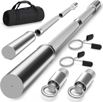 DASKING 4ft/4.9ft Barbell, 2-Inch Olympic Detachable Bar, Portable Strength Training Bar for Weightlifting, Squat, Bench Press, Home Gym, 450LBS, Includes Silent Collars