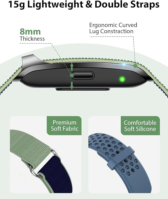 Smart Bracelet, Wearable Activity & Fitness Tracker Band, 24H Sleep Tracker, All-Day Continuous Heart Rate Blood Pressure Stress HRV Monitor, 170+ Sport Modes Smart Wristband with 2 Bands, Free APP