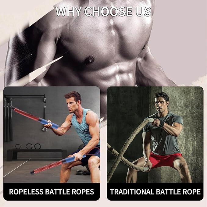 2PCS Ropeless Battle Rope,Adjustable Weight Battle Rope,Battle Ropes for Home Gym, Portable Exercise Ropes for Strength Training and Aerobic Exercise, Core Muscle Training