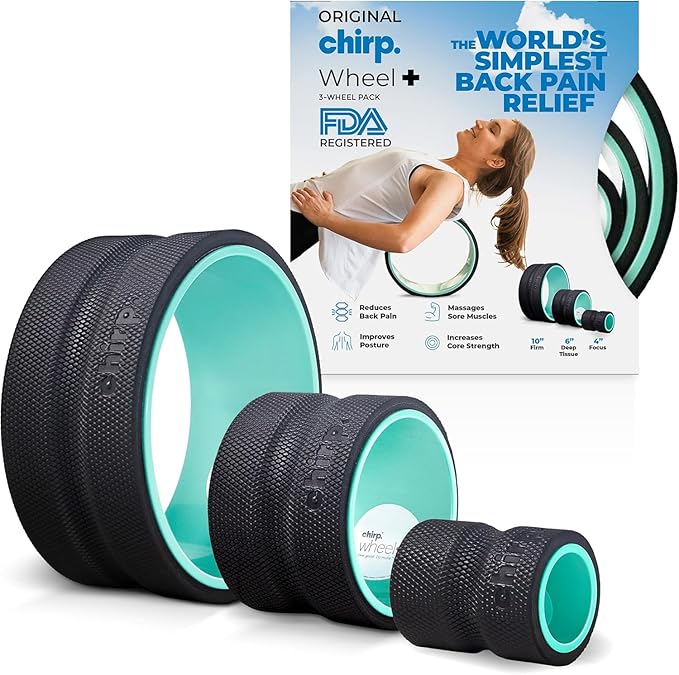 Chirp Wheel Foam Roller 3-Pack with Base ??Back Pain Relief & Massage Roller Bundle, High Density Foam Rollers for Physical Therapy, Exercise & Relaxation ??Mint ??Compatible Base Included