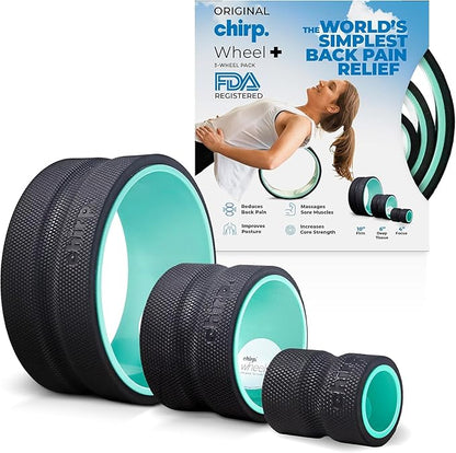 Chirp Wheel Foam Roller 3-Pack with Base ??Back Pain Relief & Massage Roller Bundle, High Density Foam Rollers for Physical Therapy, Exercise & Relaxation ??Mint ??Compatible Base Included