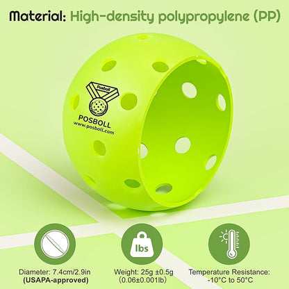 Pickleball Balls,40 Holes Outdoor/Indoor Pickle Balls 3-Pack,Rotomolded high-wear LPE Pickleball,200+ Hours warp-Free,Seamless Crack-Proof Design Pro Practice Pickleballs