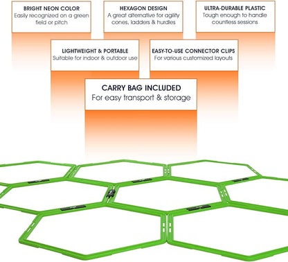 Yes4All Hex Agility Rings/Speed Rings with Carrying Bag – Hexagon Rings, Agility Hurdles for Agility Footwork Training