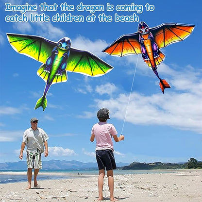 2 Pack Patriotic Eagle & Dragon Kite for Kids and Adults, Easy to Fly Huge Kites for Kids Ages 4-8 8-12 with 328FT String for Beach Trip Park Birthday Gift Family Outdoor Games and Activities