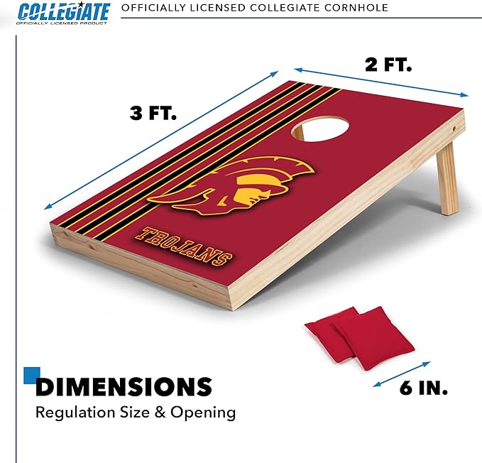 2' x 3' Solid Wood Cornhole Set with Direct Print HD Team Graphics – Great Gift for Any NCAA Fan! Bean Bag Toss Family Outdoor Games