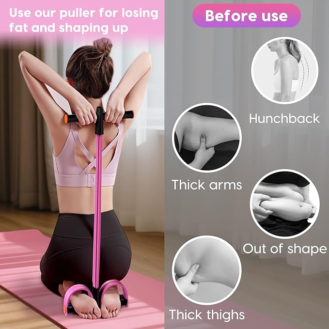 Resistance Bands with Handles, 6-Tubes Elastic Foot Pedal Resistance Bands, Natural Rubber Ankle Puller Sit-up Exercise, Multifunction Fitness Bands for Abdomen, Waist, Arm, Leg Stretching Training