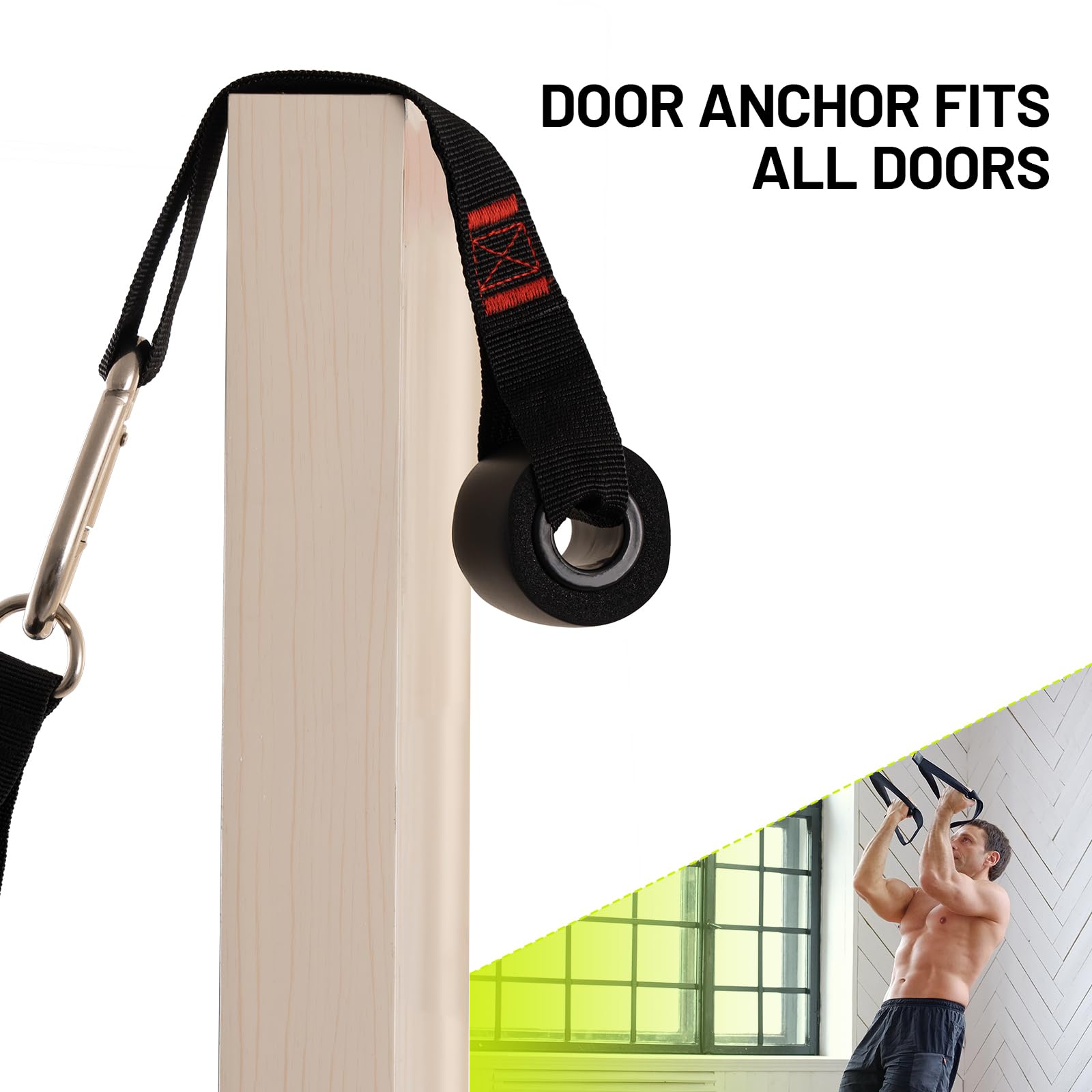 Slim Panda Door Anchor for Resistance Bands Foam Wheel 9in