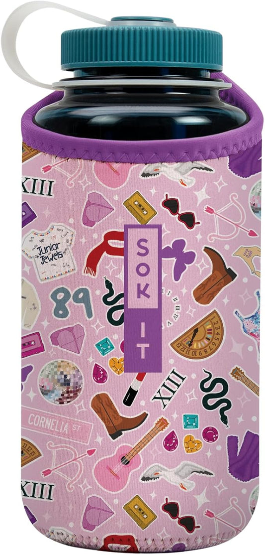 Sok It BotlSok Water Bottle Sleeve Insulated Neoprene Cover (On Tour, Fits 32oz Nalgene)