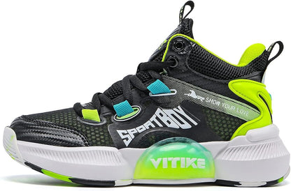 JMFCHI Kids Basketball Shoes High-top Sports Shoes Sneakers Durable Lace-up Non-Slip Running Shoes Secure for Little Kids Big Kids and Boys Girls