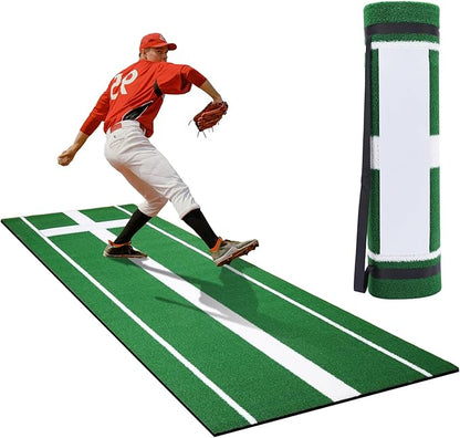 10x3 FT Softball Pitching Mat with Mound, Anti-Fade Softball Practice Turf Mat Indoor Outdoor Pitching Training Matt with Anti-Slip Bottom