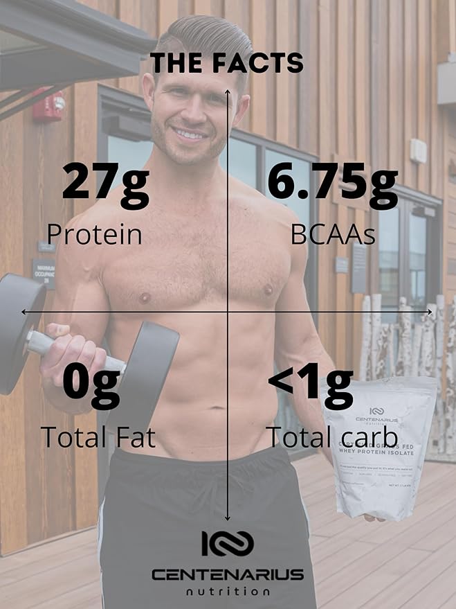 Centenarius Nutrition Grass Fed Whey Protein Unflavored Powder 500g with Natural Amino Acids for Optimized Muscle Growth, Recovery & Efficiency - Cold-Filtered, No Additives or Hormones
