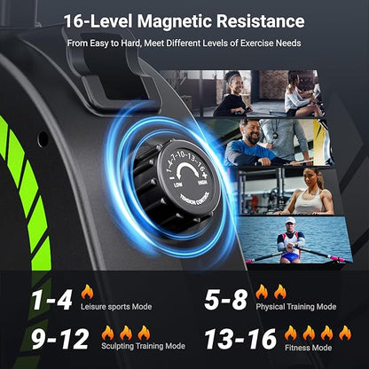 Dripex Rowing Machines for Home Use, Rowing Machine Magnetic Rower, 16 Levels of Workout Resistance, Max 350 LBS, Dual Slide Rail, Bluetooth App Compatible, LCD Monitor, Row Machine for Gym Exercise