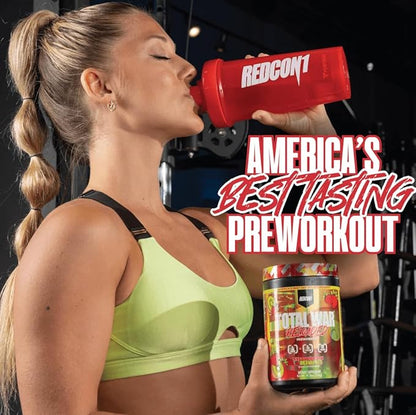 REDCON1 Total War Reloaded Pre Workout, Strawberry Kiwi - Creatine, Beta Alanine + L-Citrulline Malate Keto Friendly for Men & Women with 350mg of Caffeine - Fast Acting (30 Servings)