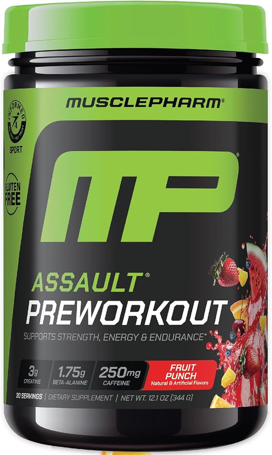 Muscle Pharm Assault Energy & Strength Pre Workout Powder for Men & Women with Beta Alanine