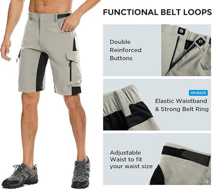 XKTTAC Men's Outdoor Quick Dry Lightweight Stretchy Shorts for Hiking, Tactical, Camping, Travel with 6 Pockets