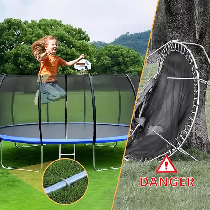 12" Trampoline Stake Anchors high Wind u Stakes for Ground Anchor Heavy Duty Stakes Trampoline Anchors Accessories (Silver-4PCS)